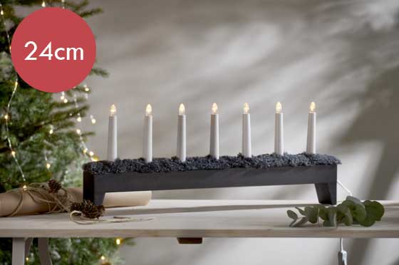 Kandelaar Svenljunga -7 kaars -Zwart -lichtkleur: Wit licht -Kerstdecoratie