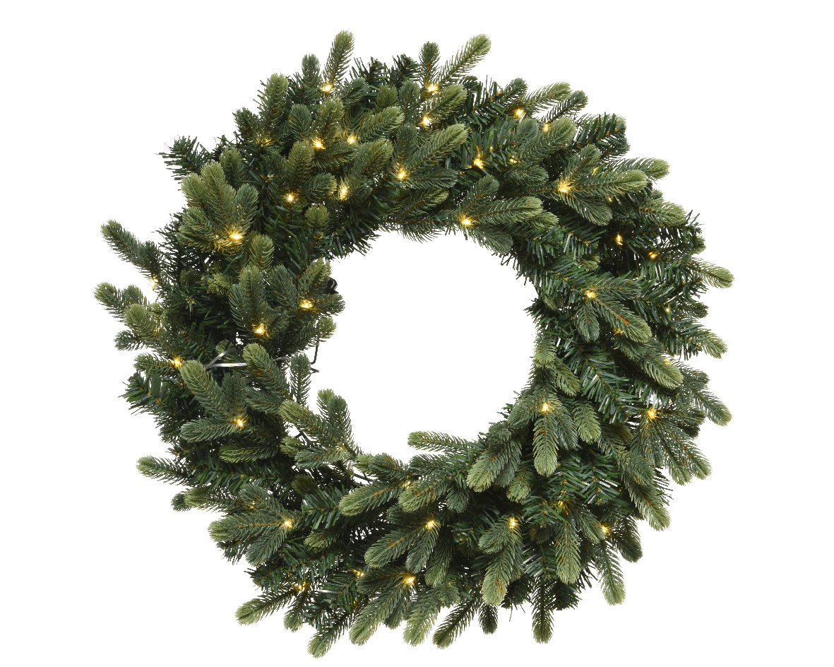 Kerstkrans groen met 60 LED lampjes - Ø 60CM Kerstkrans groen met 60 LED lampjes - Ø 60CM