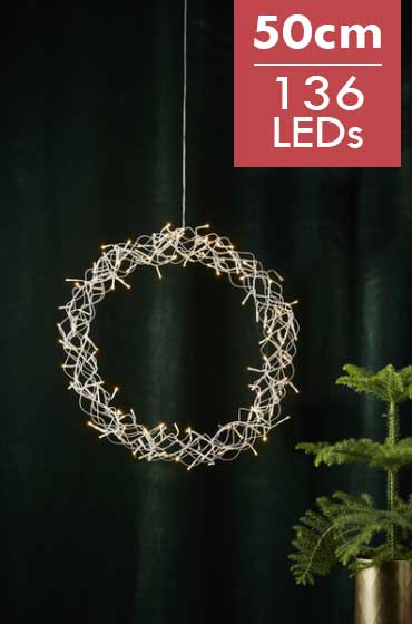 LED krans 3D -50cm 136 Leds -lichtkleur: Warm Wit -met stekker -Kerstdecoratie