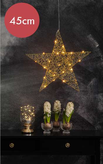 Kerstster Star Loop -45cm -24 lampjes -lichtkleur: Warm Wit -Kerstdecoratie