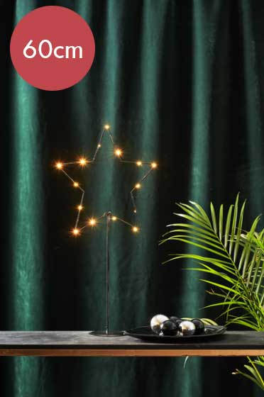 Tafellamp Ster -60cm -lichtkleur: Warm Wit -Werkt op batterijen -Met timer functie -Kerstdecoratie