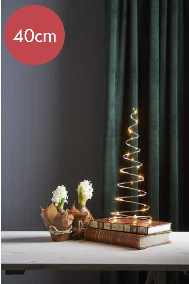 Decoratie Cone Dizzy 40cm -zilver -lichtkleur: Warm Wit -met stekker -Kerstdecoratie
