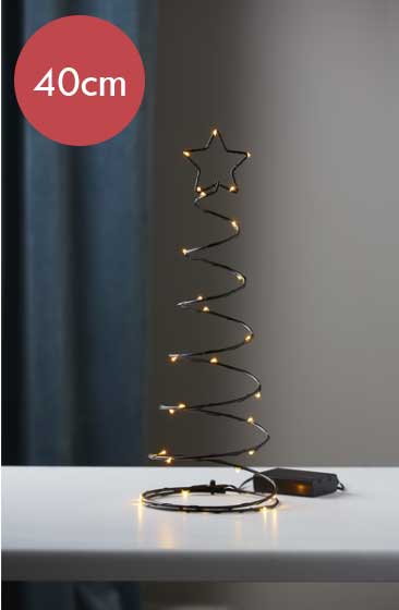 Decoratie Cone Dizzy Boom 40cm -koper -lichtkleur: Warm Wit -Werkt op batterijen -Met timer functie -Kerstdecoratie
