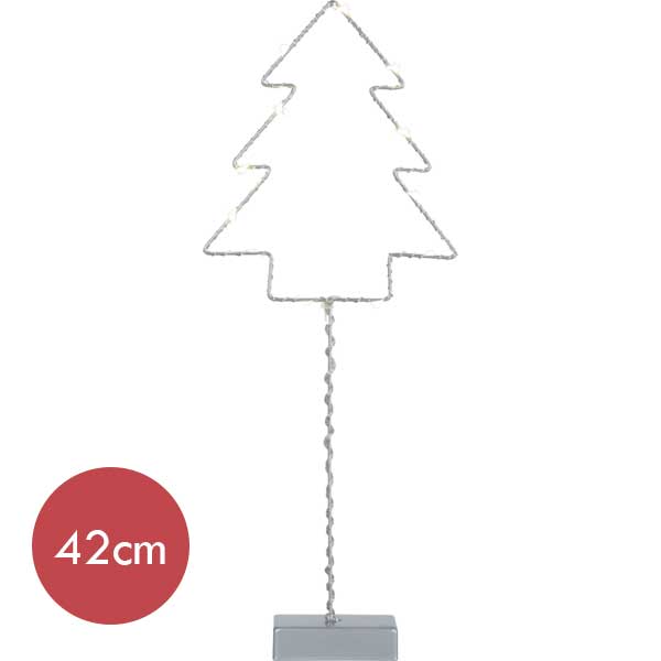 Tafel kerstboom met 12 LED lampjes -42cm -lichtkleur: Warm Wit -Werkt op batterijen -Met timer functie -Kerstdecoratie
