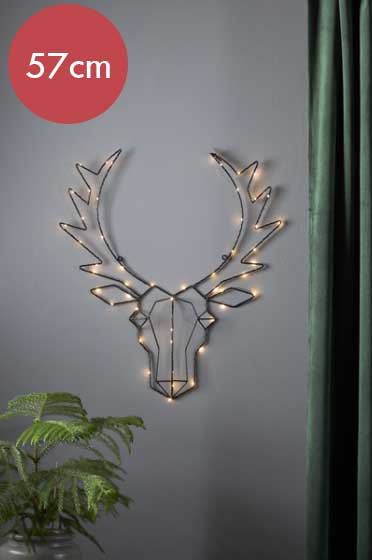 LED Rendier Silhouet -57cm -lichtkleur: Warm Wit -Werkt op batterijen -Met timer functie -Kerstdecoratie