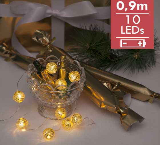Dauwdruppel Lampion- 90cm -10 leds -lichtkleur: Warm Wit -Werkt op batterijen -Met timer functie -Ke
