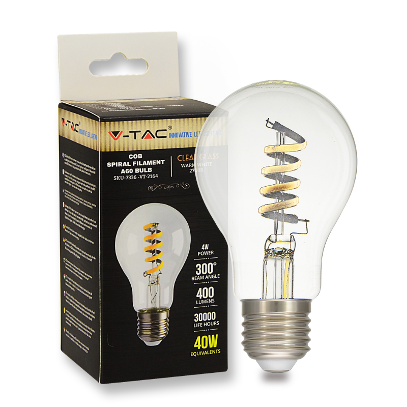 E27 Standaard LED Lamp -Extra Warm Wit (2700K) -4 Watt, vervangt 40W Halogeen -V-Tac