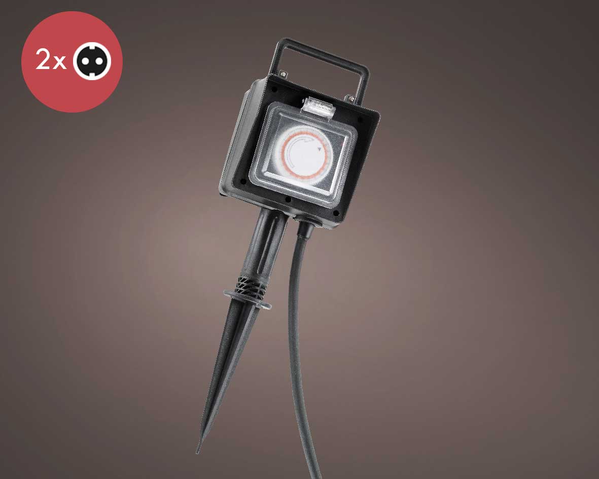 Buiten Timer tijdschakelaar 24uur met 2 stopcontacten -Ook geschikt voor buiten --Kerstdecoratie