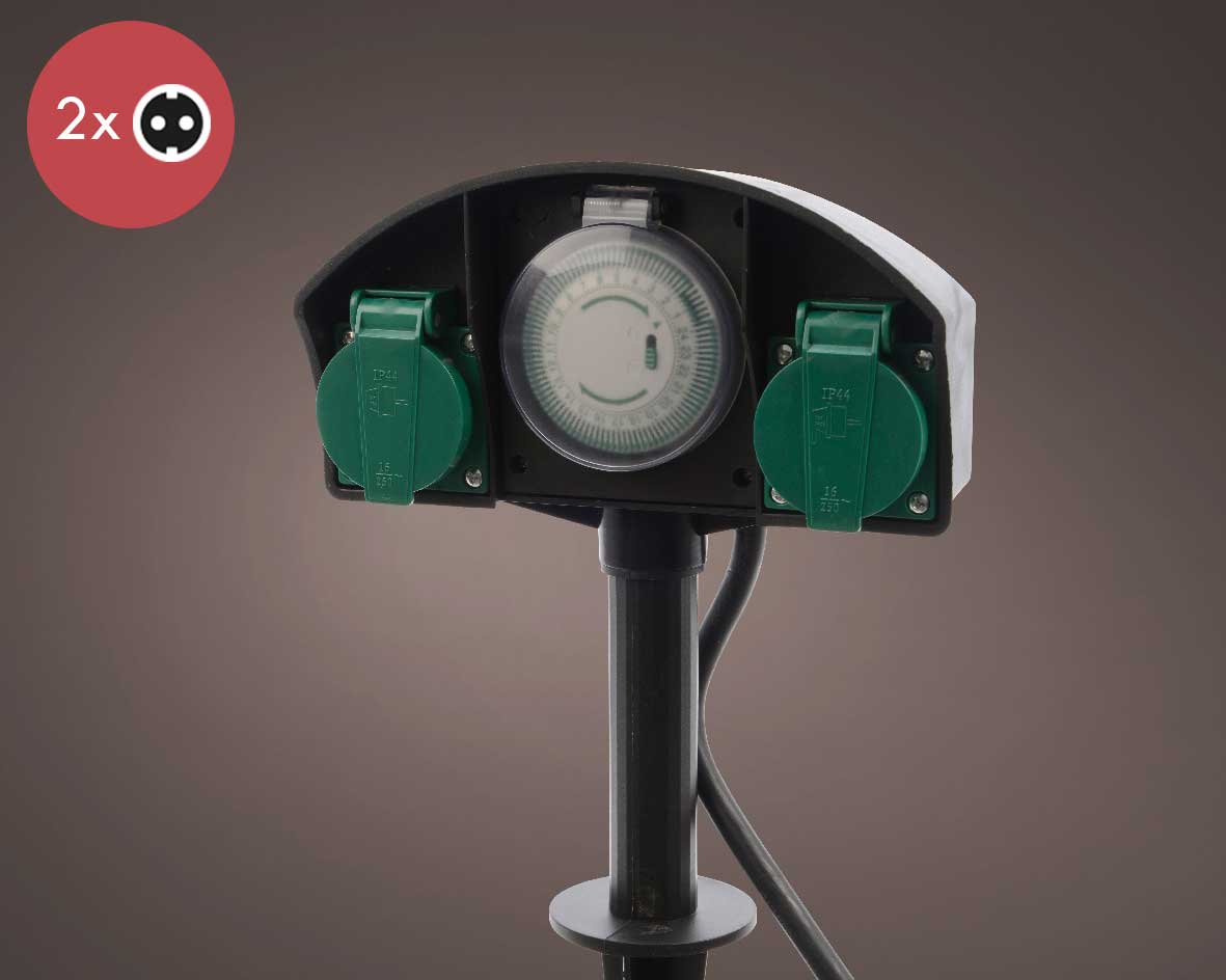 Buiten Timer tijdschakelaar 24uur met 2 stopcontacten -Ook geschikt voor buiten --Kerstdecoratie