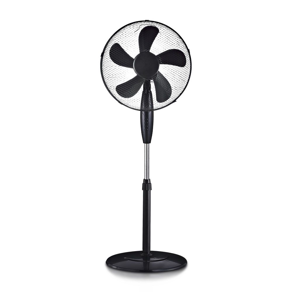 V-tac VT-5016 - Statiefventilator - Ronde voet - zwart - 55W - 3 snelheden- 5 bladen - Korf 41cm