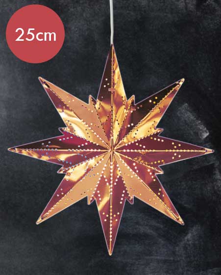 Metalen Kerstster -25cm -lichtkleur: Warm Wit -met stekker -Kerstdecoratie