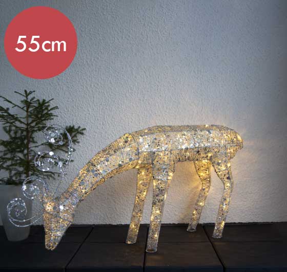 Zilveren kersthert Sequini 55x 115cm -Ook geschikt voor buiten -lichtkleur: Warm Wit -Kerstdecoratie