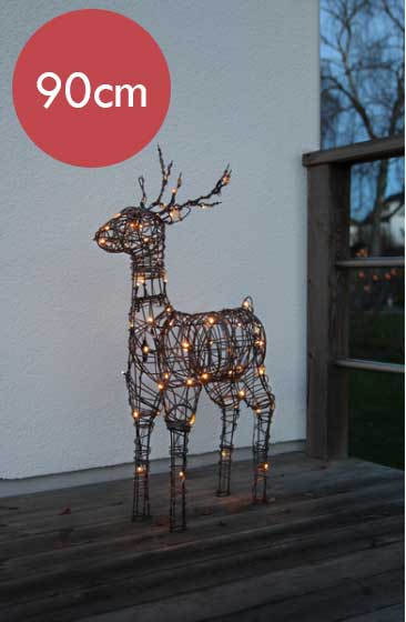 Rendier voor buiten Vixen -90cm -Ook geschikt voor buiten -lichtkleur: Warm Wit -met stekker -Kerstdecoratie
