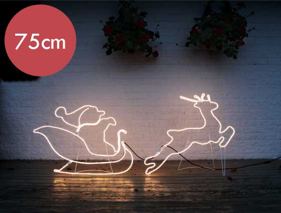 2D LED kerstman met arreslee -75x180cm -Ook geschikt voor buiten -lichtkleur: Warm Wit -met stekker -Kerstdecoratie