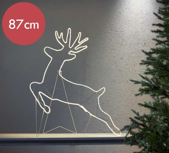 2D LED Rendier - 87x100cm -Ook geschikt voor buiten -lichtkleur: Warm Wit -met stekker -Kerstdecoratie