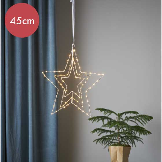 Decoratieve kerstster Triple -45cm -lichtkleur: Warm Wit -met stekker -Kerstdecoratie
