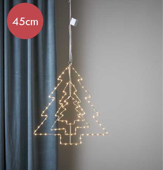 Hangende kerstboom Triple -45cm -lichtkleur: Warm Wit -met stekker -Kerstdecoratie