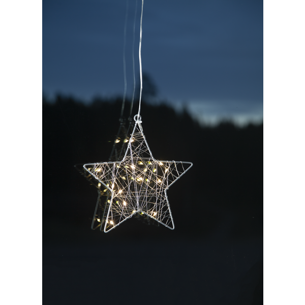 Zilveren kerstster met 12 LED lampjes en zuignap - 20 cm Zilveren kerstster met 12 LED lampjes en zuignap - 20 cm