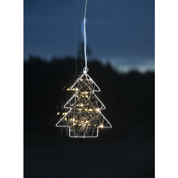 Zilveren kerstboom met 12 LED lampjes en zuignap - 17 cm Zilveren kerstboom met 12 LED lampjes en zuignap - 17 cm
