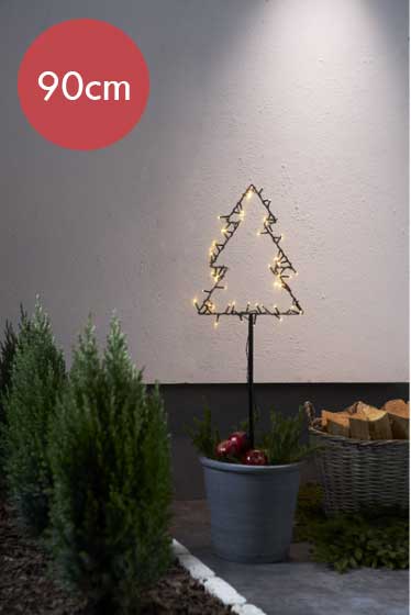Prik kerstboom Spiky -90cm -Ook geschikt voor buiten -lichtkleur: Warm Wit -Werkt op batterijen -Met