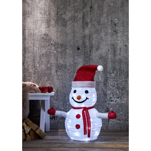 3D Sneeuwpop met 45 LED lampjes - 70 cm