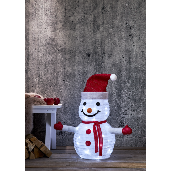 3D Sneeuwpop met 45 LED lampjes - 70 cm 3D Sneeuwpop met 45 LED lampjes - 70 cm