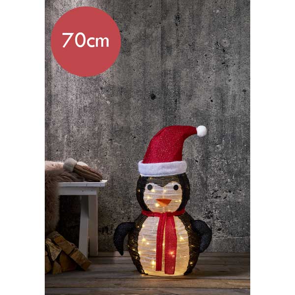 3D Pinguïn met 45 LED lampjes -70cm -Ook geschikt voor buiten  -lichtkleur: Warm Wit -Werkt op batterijen -Met timer functie -Kerstdecoratie