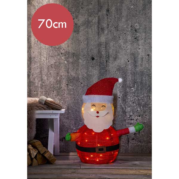 3D Kerstman met 45 LED lampjes -70cm -Ook geschikt voor buiten  -lichtkleur: Warm Wit -Werkt op batterijen -Met timer functie -Kerstdecoratie
