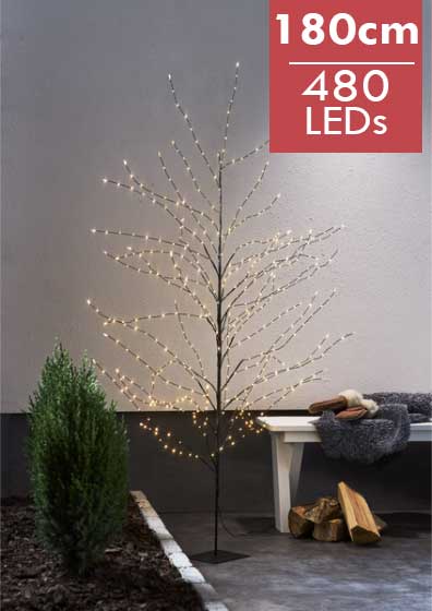 Trendy Kerstboom Reedy -180cm -Ook geschikt voor buiten -lichtkleur: Warm Wit -met stekker -Kerstdecoratie