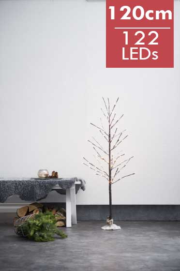 Moderne Kerstboom Tobby -120cm -Ook geschikt voor buiten -lichtkleur: Warm Wit -met stekker -Kerstdecoratie