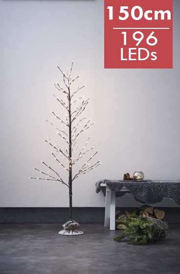 Moderne Kerstboom Tobby -150cm -Ook geschikt voor buiten -lichtkleur: Warm Wit -met stekker -Kerstdecoratie