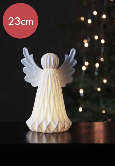 LED engel Vinter -23cm -lichtkleur: Warm Wit -Werkt op batterijen -Met timer functie -Kerstdecoratie