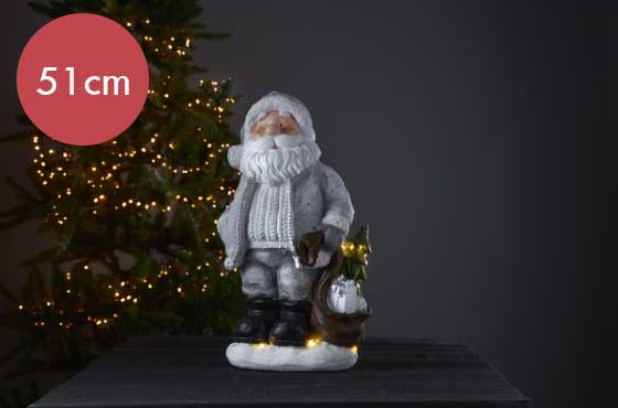 Grote verlichte kerstman -51cm -lichtkleur: Warm Wit -Werkt op batterijen -Met timer functie -Kerstdecoratie