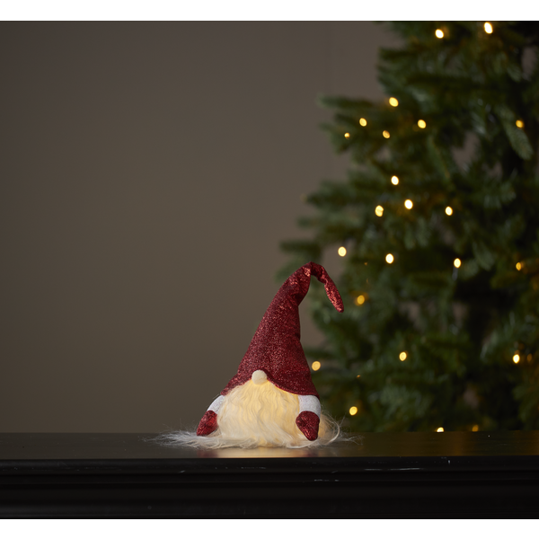 Kerstkabouter rood met LED verlichting - 28 cm Kerstkabouter rood met LED verlichting - 28 cm