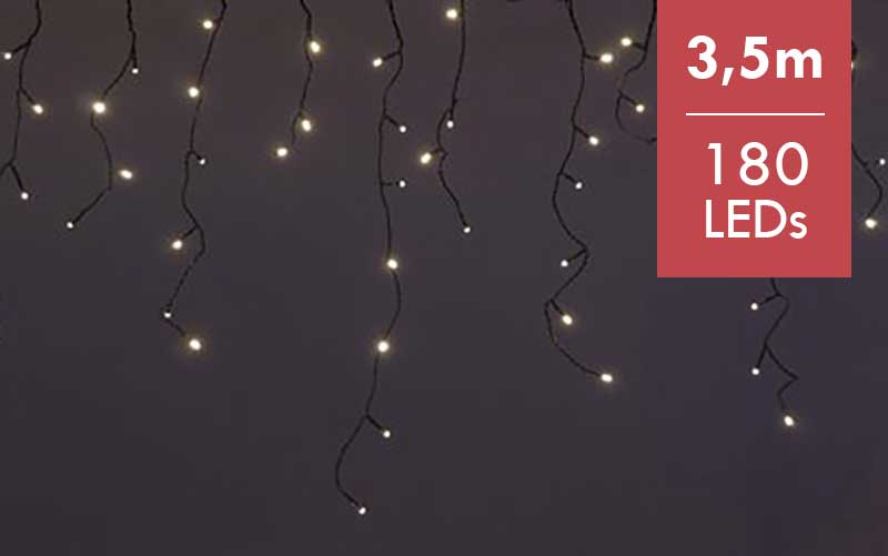IJspegel verlichting LED 3,5M -180 lampjes -warm wit licht    -Ook geschikt voor buiten  -lichtkleur: Warm Wit -met stekker -Kerstdecoratie
