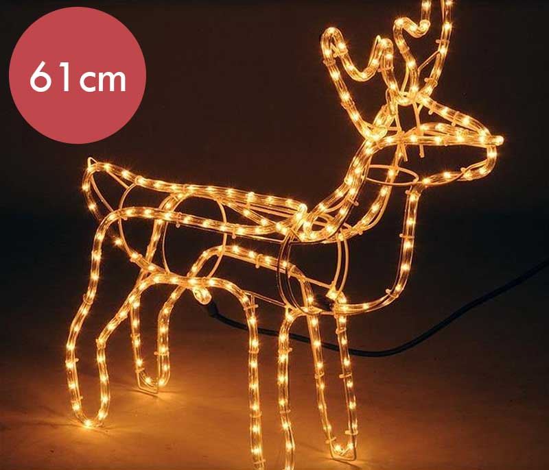 3D rendier LED lichtslang -61CM hoog -216 lampjes -warm wit licht -Ook geschikt voor buiten  -lichtkleur: Warm Wit -met stekker -Kerstdecoratie