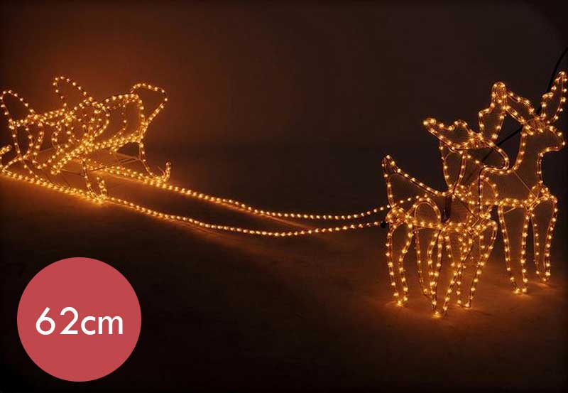 3D rendieren met slee LED lichtslang -62CM hoog -756 lampjes -warm wit licht -Ook geschikt voor buiten  -lichtkleur: Warm Wit -met stekker -Kerstdecor