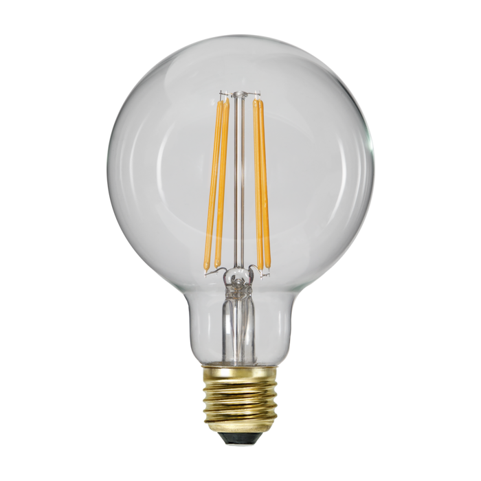 3 standen - G95 bol - E27 - 6.5W - Super Warm Wit <2200K - Filament - Helder