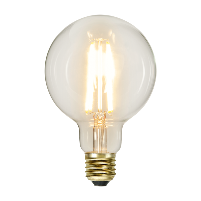 3 standen - G95 bol - E27 - 6.5W - Super Warm Wit <2200K - Filament - Helder