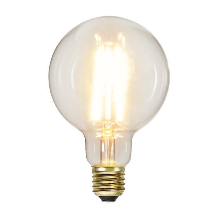 3 standen - G95 bol - E27 - 6.5W - Super Warm Wit <2200K - Filament - Helder