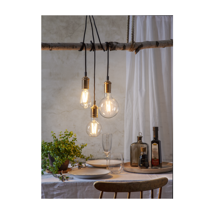 3 standen - G95 bol - E27 - 6.5W - Super Warm Wit <2200K - Filament - Helder