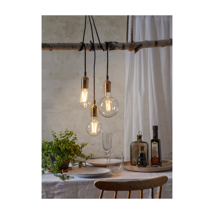 3 standen - G95 bol - E27 - 6.5W - Super Warm Wit <2200K - Filament - Helder