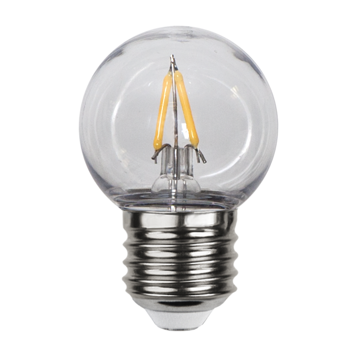 Prikkabel - Kogellamp - E27 - 1.4W - Extra Warm Wit - 2700K - Filament - Helder