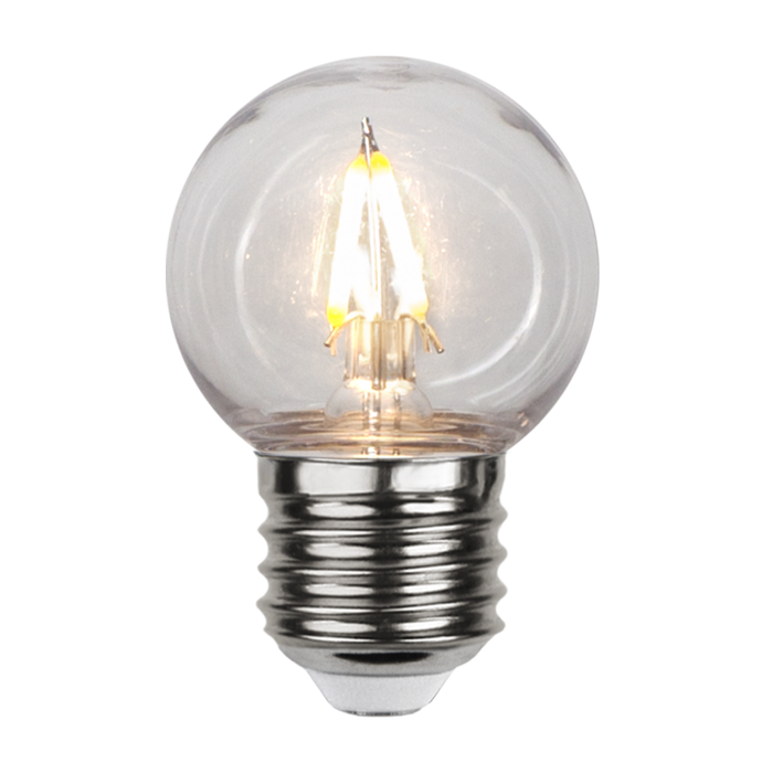 Prikkabel - Kogellamp - E27 - 1.4W - Extra Warm Wit - 2700K - Filament - Helder