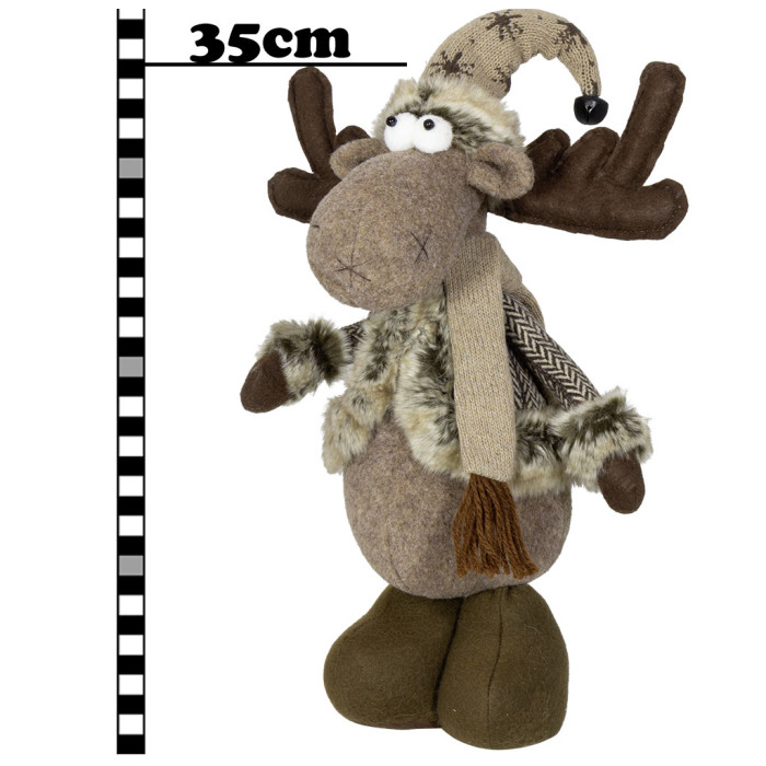 Handgemaakt bruin Rendier-figuur met kort gestreept jasje - 42(52)cm