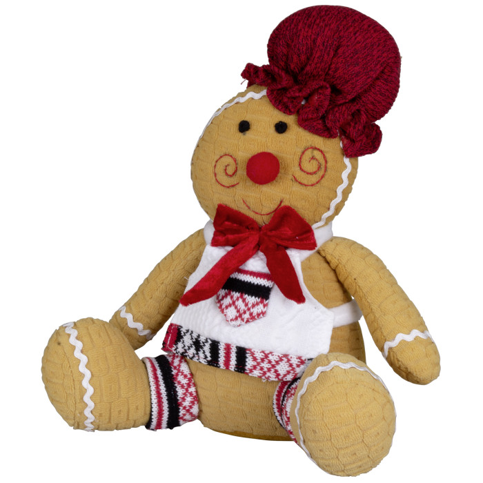 Schattige handgemaakt peperkoek-figuur met rode muts en strik - 25(30)cm