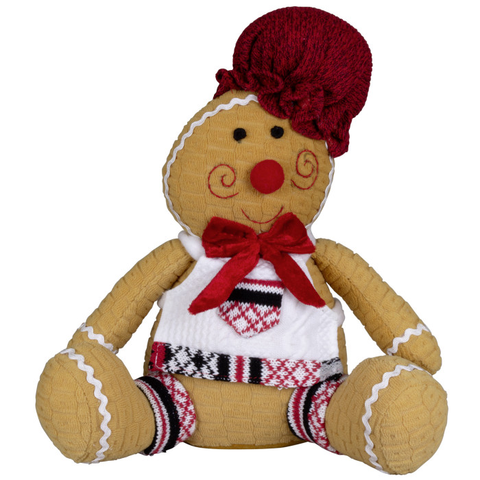 Schattige handgemaakt peperkoek-figuur met rode muts en strik - 25(30)cm