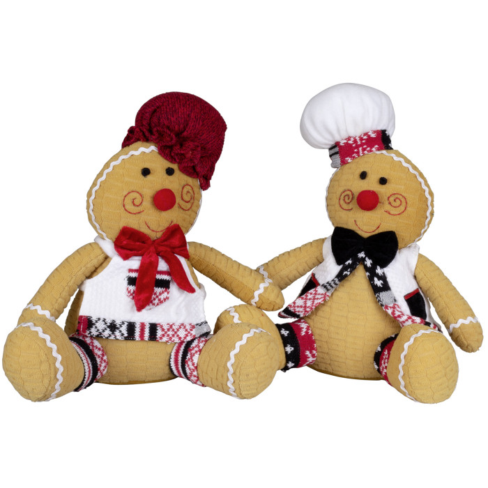Schattige handgemaakt peperkoek-figuur met rode muts en strik - 25(30)cm
