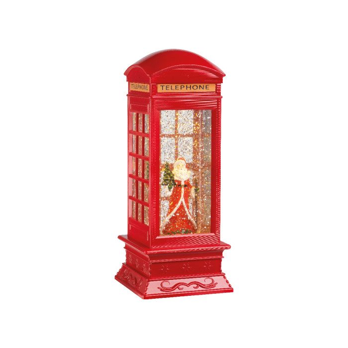 Kerst waterspinner - Telefooncel met Kerstman - 27cm