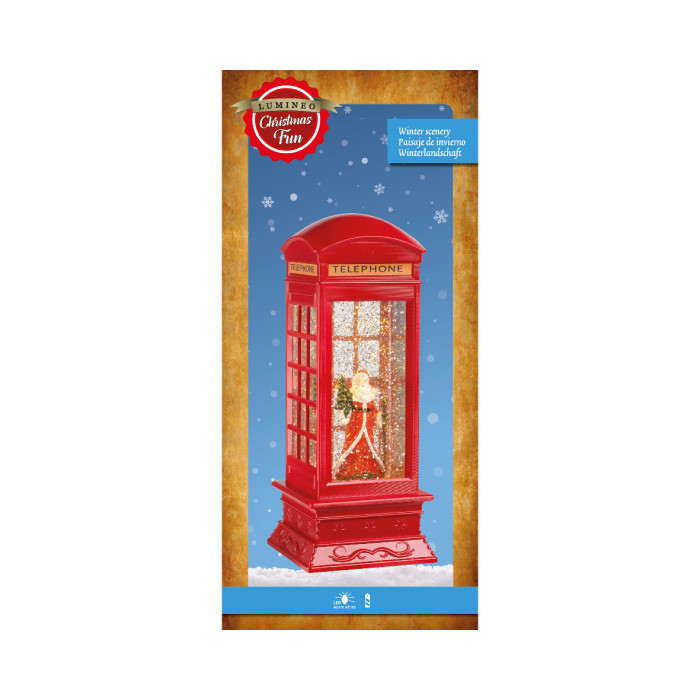 Kerst waterspinner - Telefooncel met Kerstman - 27cm